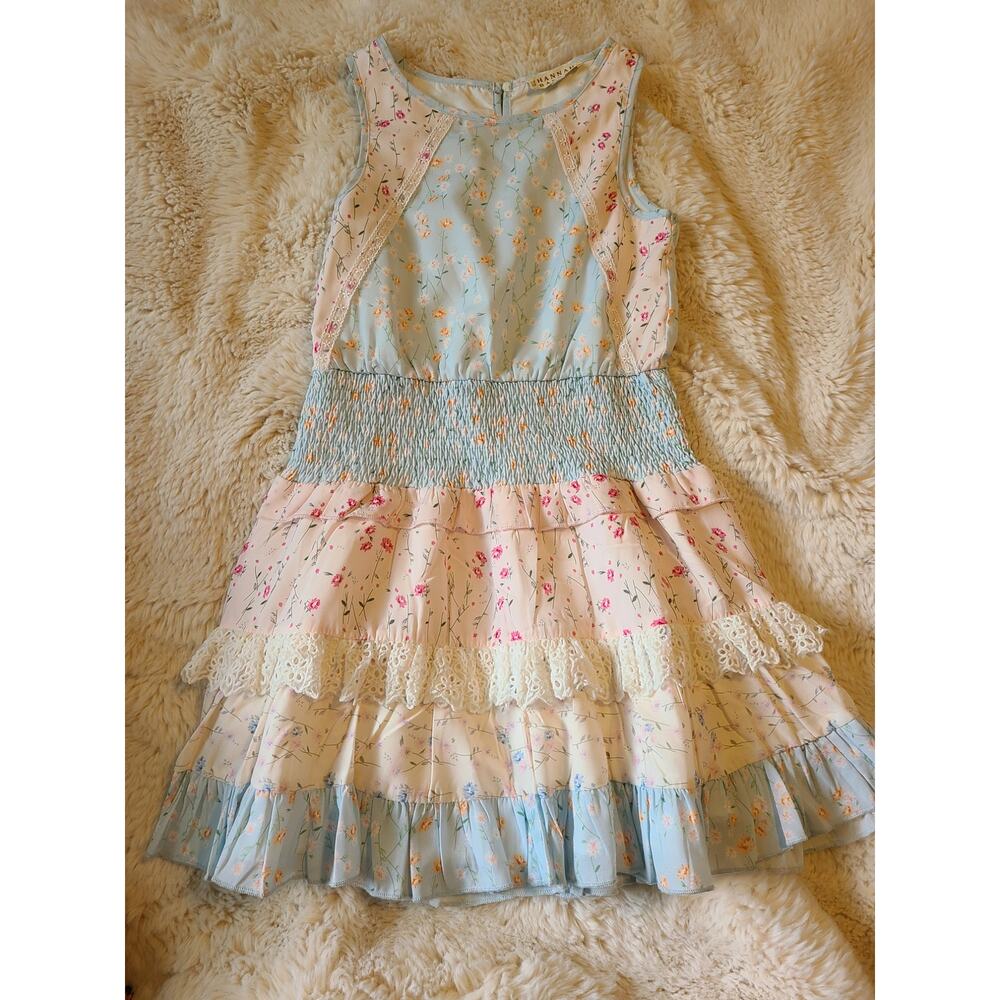 Hannah Banana Boho Cottage Core vintage Smocked Floral dress size 10 - Picture 4 of 5